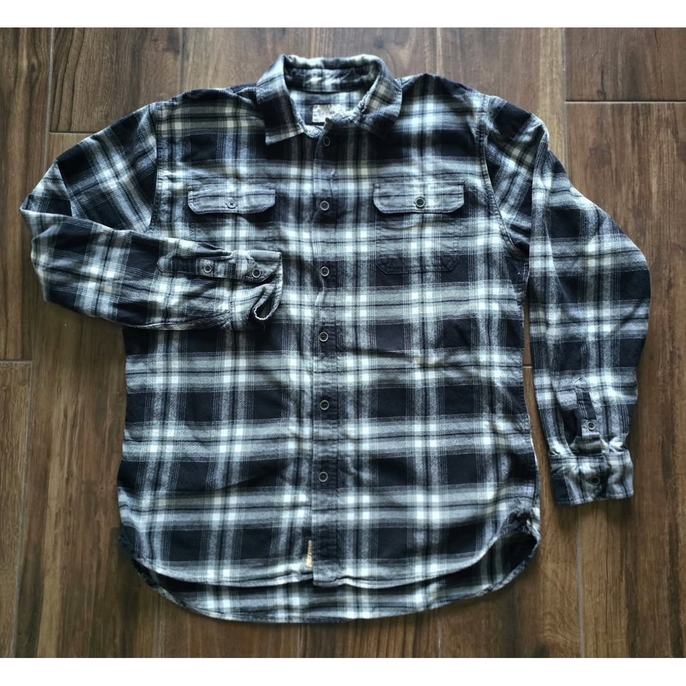 Jachs NY Mens XLT Black White Plaid Flannel Button Down Shirt Tall 974954